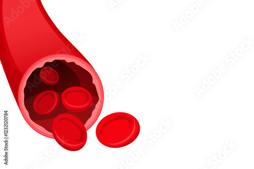 Vector image of artery. Arteries with cholesterol. Medical illustration for studying human and his body. Element for your design.