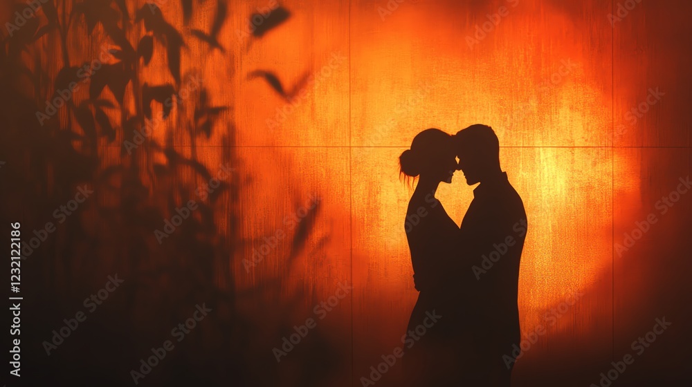 A romantic silhouette of a couple embracing against a warm, vibrant backdrop, symbolizing love and connection. A romantic silhouette of a couple embracing against a warm, vibrant backdrop, symbolizing love and connection.