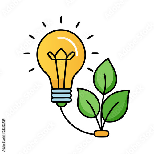 Eco-Friendly Energy concept, Light Bulb and Leaf