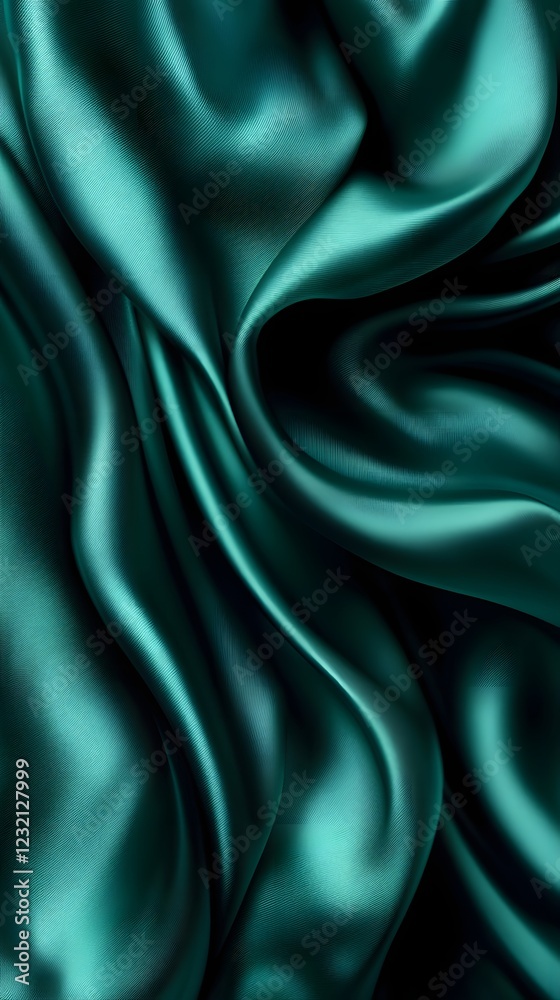 Obraz premium Emerald Silk Drape: Luxurious and rich, an emerald green silk fabric drapes and flows in soft, elegant curves, creating an abstract and mesmerizing pattern.