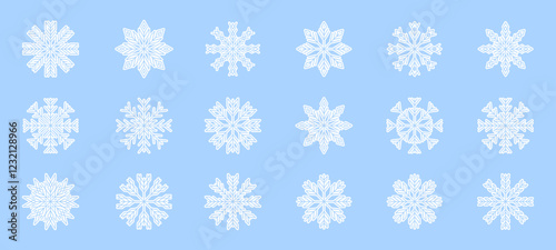 Snowflake vector icons. Snowflake vector collection. Snowflake shapes. Winter icons.