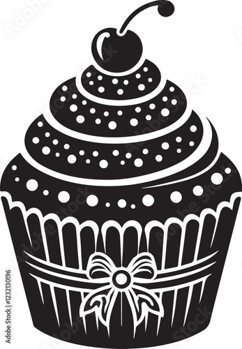 Delicious cup cake silhouette vector illustration isolated on a white background
