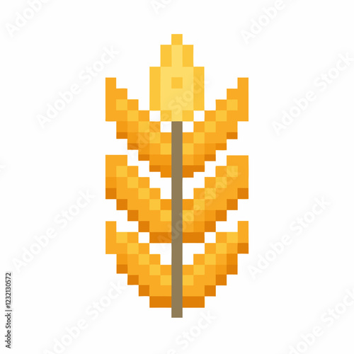 Pixel Art Wheat Icon Retro Farm Harvest Symbol in Vibrant Pixels