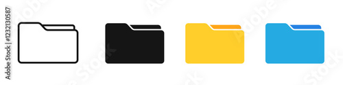 File folder icon set. File folder flat illustration. File folders set.