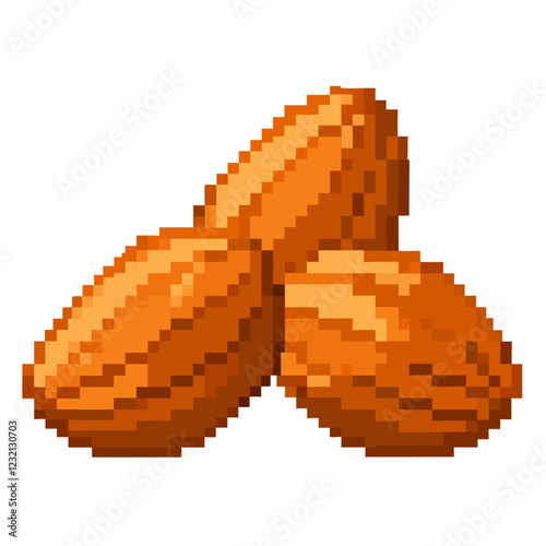Pixel Art Almonds Retro Digital Illustration of Nuts in 8 Bit Style