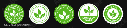 Locally Made Icon Sign Badge Label Vector Design.