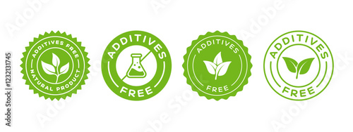 Additives Free Badge Icon Signs Vector Set.