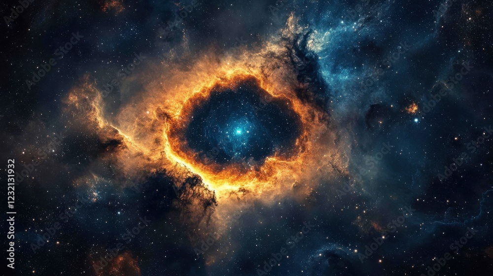 Obraz premium A large orange and blue star in the sky