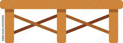 Simple illustration of a wooden bench, isolated on a white background