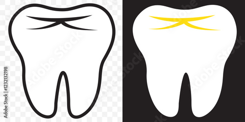 Tooth line icon set. Dental clinic logo. Clean teeth. Vector EPS 10. 