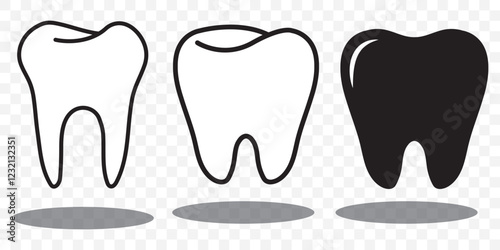 Cute teeth vector illustration. Tooth or teeth icons for dentistry clinic, toothpaste and dental mouthwash. Eps 10.