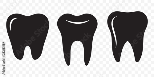 Tooth Icon with Stars. Tooth Vector Outline Icon Isolated On Transparent Background Eps 10.