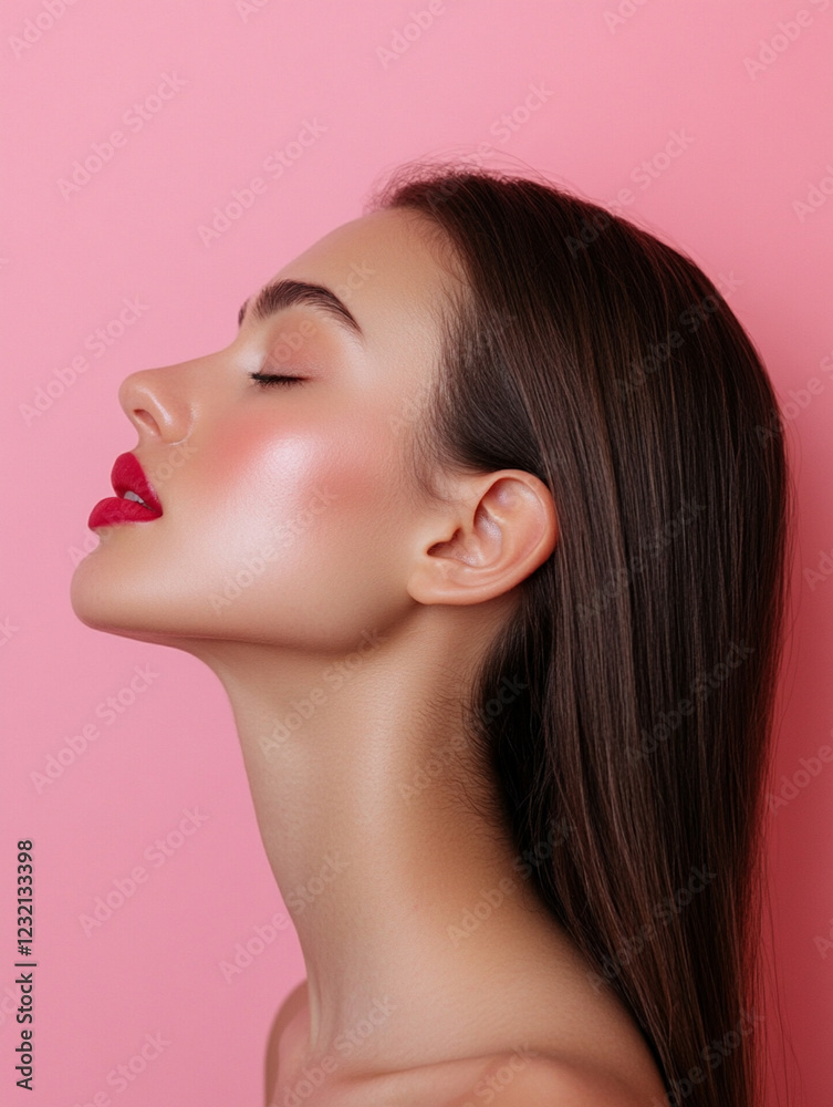 Portrait of a woman with elegant profile and vibrant makeup Portrait of a woman with elegant profile and vibrant makeup