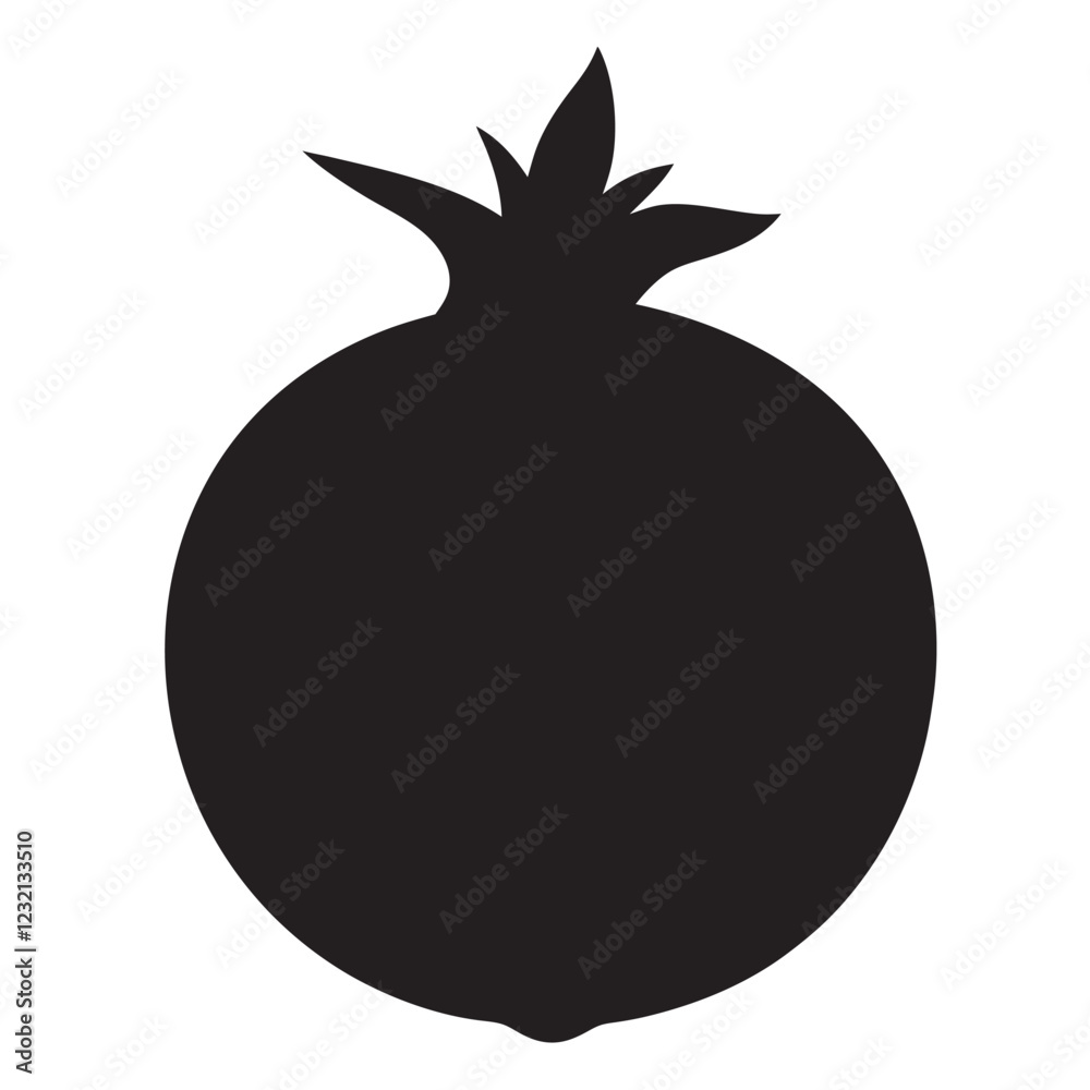 Fototapeta premium Pomegranate black silhouette vector Illustration White background