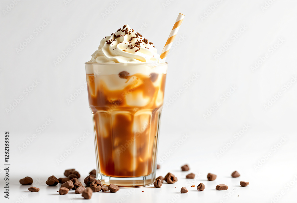 Soda water with with a whipped milk cream on the top Soda water with with a whipped milk cream on the top