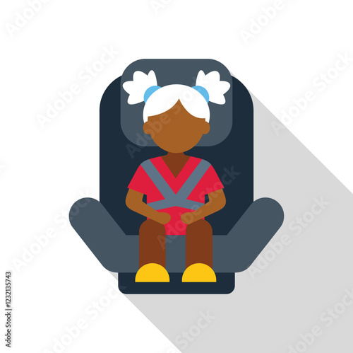 Child safety is prioritized as a little girl sits securely fastened in a car seat, ensuring a safe and comfortable journey