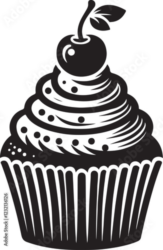 Delicious cup cake silhouette vector illustration isolated on a white background
