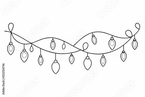 Garland bunting with flags in one continuous line drawing Birthday and jubilee party decoration in simple linear style Festoon for celebrate carnival and festivals Editable stroke Outline vector
