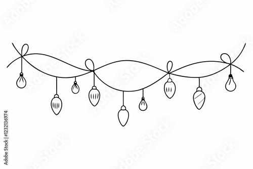 Garland bunting with flags in one continuous line drawing Birthday and jubilee party decoration in simple linear style Festoon for celebrate carnival and festivals Editable stroke Outline vector
