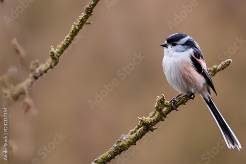 Long-tailed tit bird Close-up, Long-tailed bushtit photo