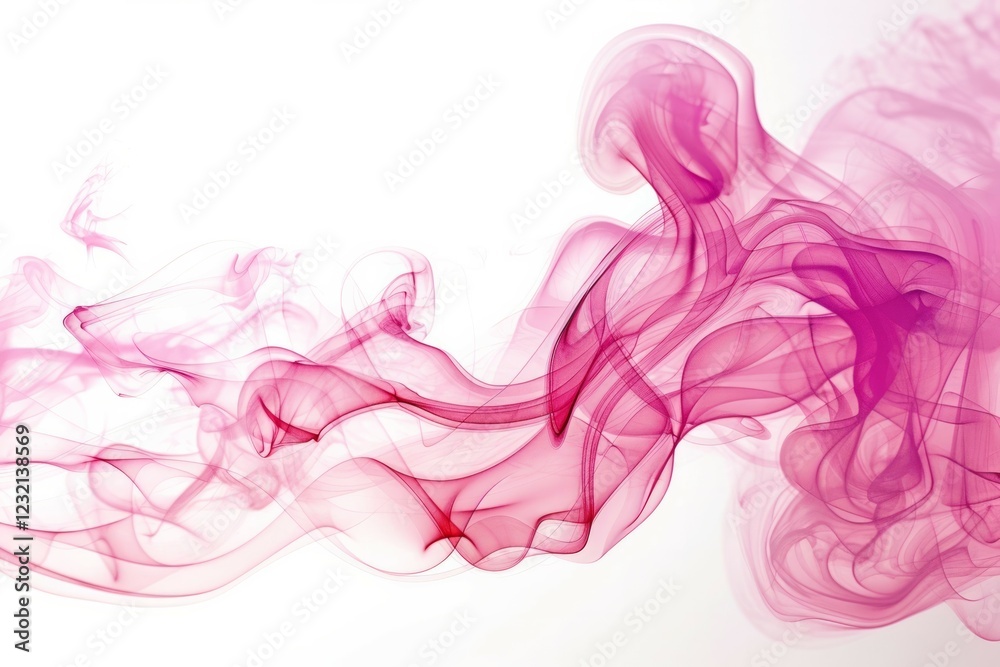 Pink smoke swirling on white background. Neural network AI generated