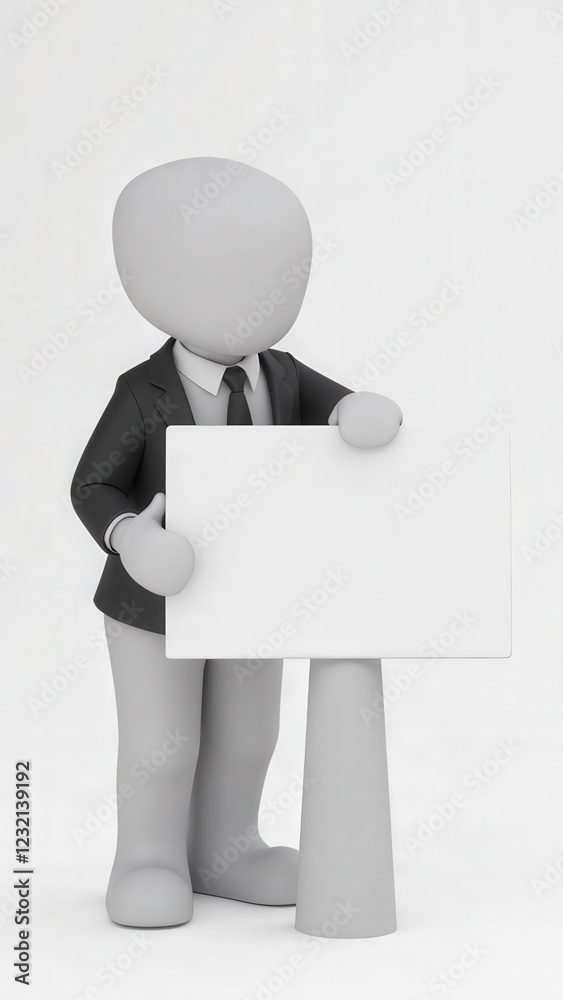 Businessman showing blank placard with copy space for text Businessman showing blank placard with copy space for text
