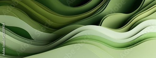 This elegant green wave background features smooth transitions and layered textures ideal for modern designs. Perfect for digital projects and presentations.