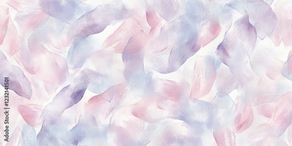 Fototapeta premium Abstract watercolor background with soft pastel hues of pink, lavender, and light blue. Gentle gradients and flowing splashes create a calm and serene atmosphere, perfect for website banners or soft