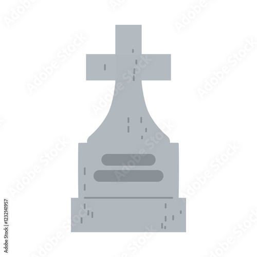 Old gravestone with simple design in a quiet cemetery during overcast day