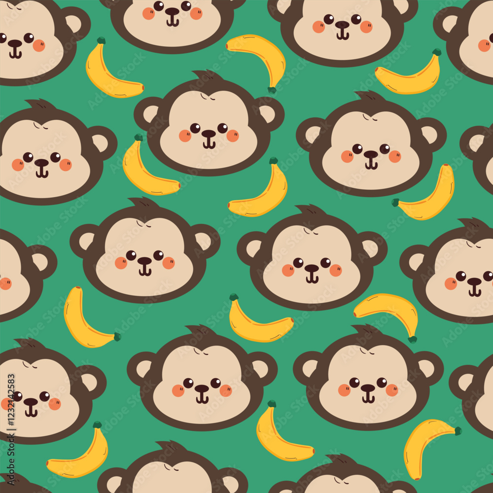 seamless pattern cute cartoon monkey and banana. cute animal pattern for wallpaper, background and gift wrap paper seamless pattern cute cartoon monkey and banana. cute animal pattern for wallpaper, background and gift wrap paper