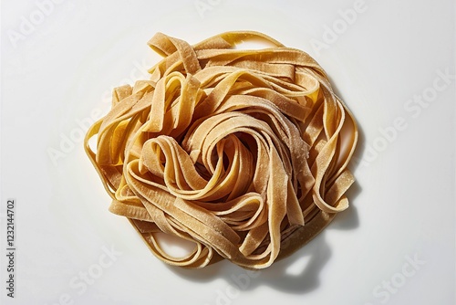 A stunning close-up of fresh, raw tagliatelle pasta