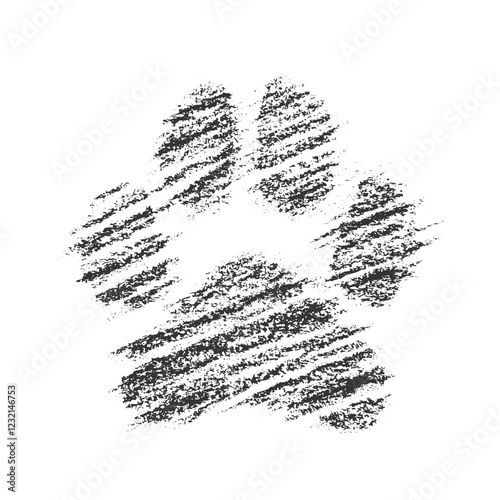 Dog paw print hand drawn strokes texture vector illustration.