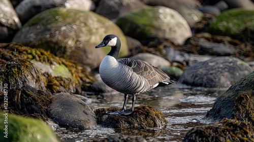 Barnacle goose in its natural habitat in Denmark