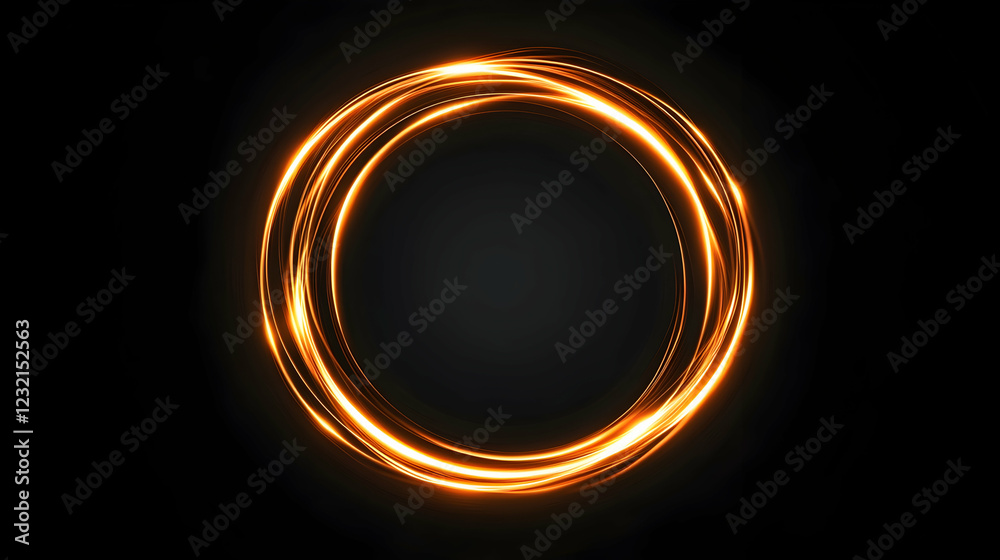 Glowing orange circle light trails, dark background, abstract design, ideal for website banners Glowing orange circle light trails, dark background, abstract design, ideal for website banners