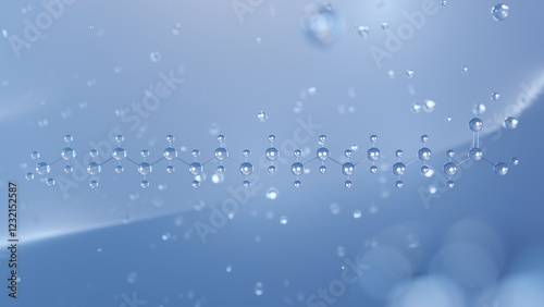 stearic acid molecular structure, 3d model molecule, octadecanoic acid, structural chemical formula view from a microscope photo