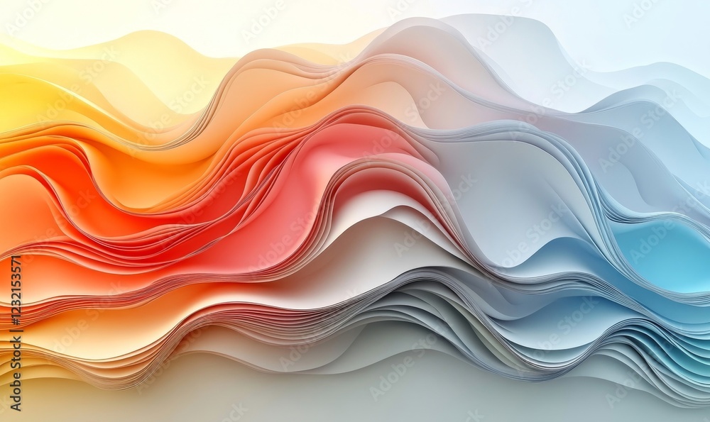 Abstract colorful waves, layered design, 3d render, Generative AI Abstract colorful waves, layered design, 3d render, Generative AI