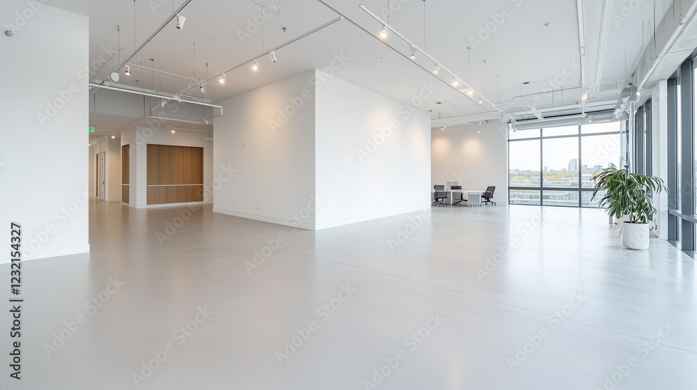 Fototapeta premium Modern Open-Concept Office with White Walls