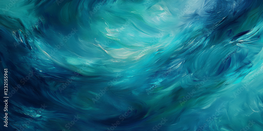 Obraz premium Vibrant oil paint texture featuring swirling blues, greens, and purples. The abstract background captures the essence of motion and fluidity, with highly detailed brushstrokes that bring the texture