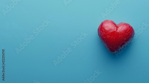 Glowing Red Heart Embellishing a Soothing Blue Backdrop, Exuding Emotional Resonance