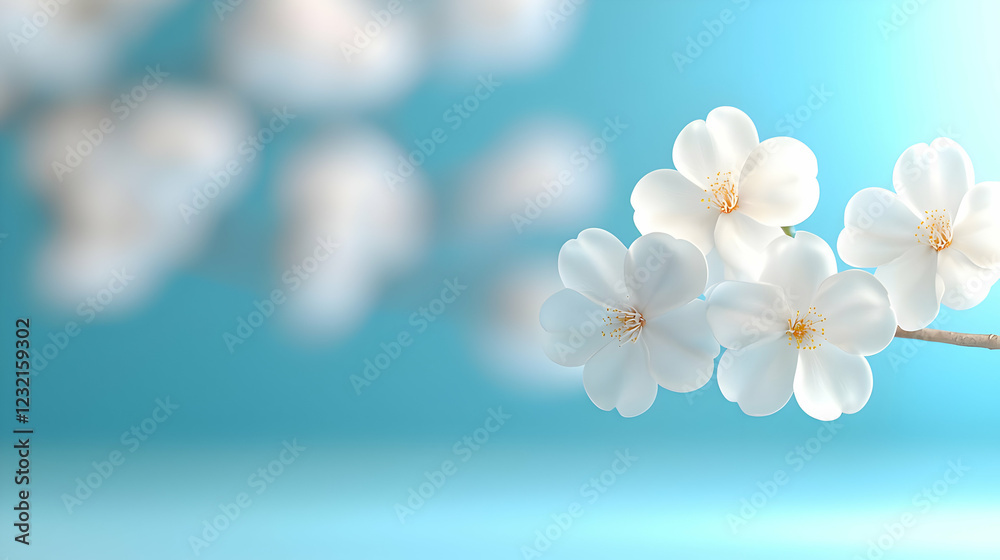 Spring blossoms, light blue background, floral design, website banner