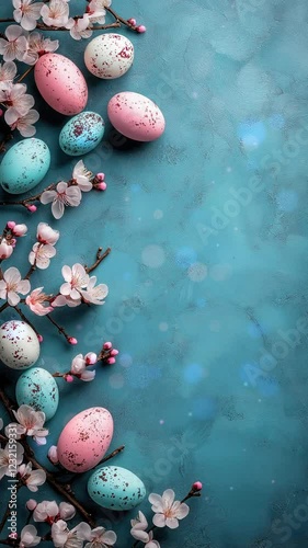 easter eggs with flowers background