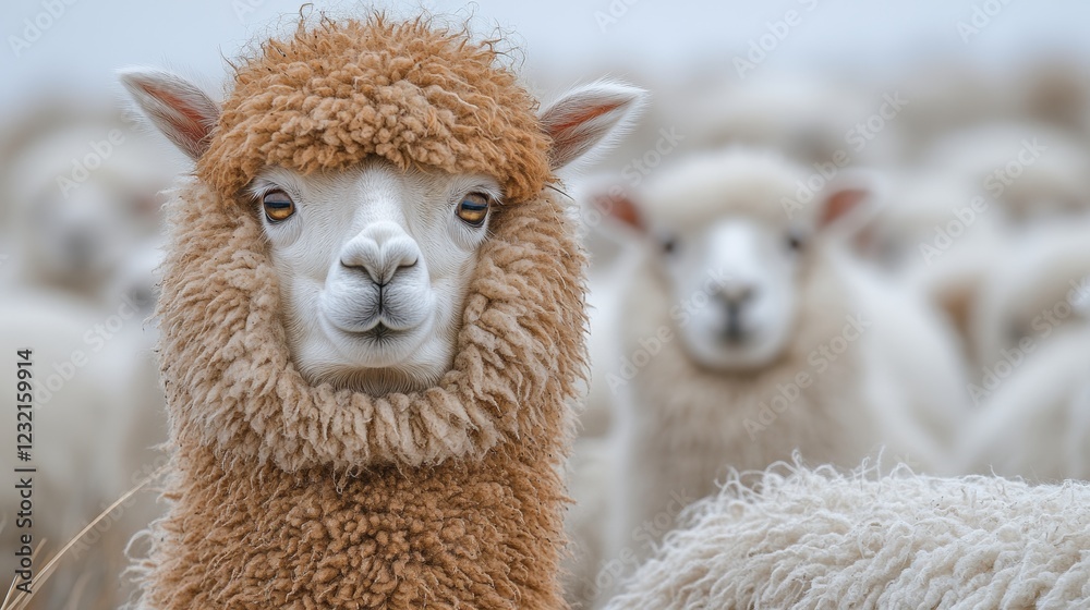 Obraz premium Brown sheep standing out from the flock of white sheep