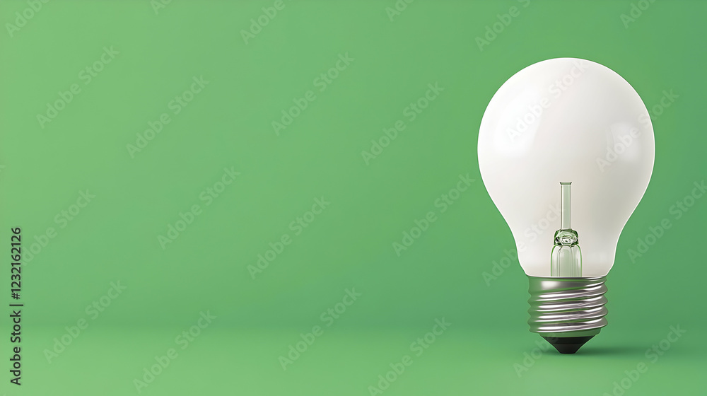 White lightbulb on green background, idea concept, copy space White lightbulb on green background, idea concept, copy space
