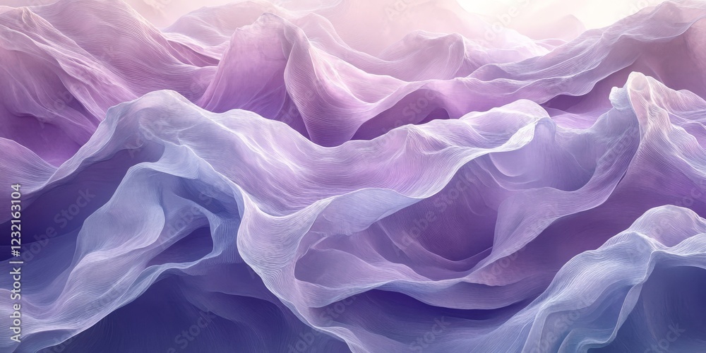 Obraz premium Abstract purple waves, layered design, 3d render, Generative AI
