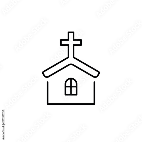 Church. Christianity linear icon. Thin line customizable illustration. Contour symbol. Vector isolated outline drawing. Editable stroke