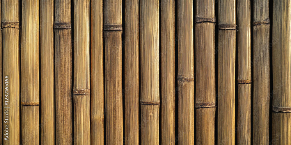 Fototapeta premium Bamboo wood texture with warm yellowish tones and a linear grain pattern. The smooth finish gives the wood a modern, eco-friendly aesthetic, ideal for sustainable design projects.