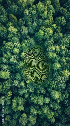 Obraz na płótnie Giant fingerprint maze hidden in lush green forest symbolizing nature identification w salonie