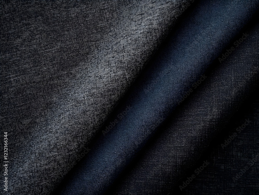 Fototapeta premium Dark Denim Textures: A sophisticated close-up showcasing the rich textures and subtle color variations of dark denim fabrics.