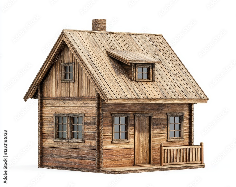 Small wooden house model, isolated on white. Small wooden house model, isolated on white.