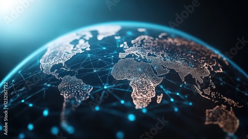 A globe with a network of lines connecting it